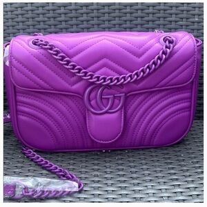 Purple Quilted Chain Shoulder Bag - GG-Inspired
